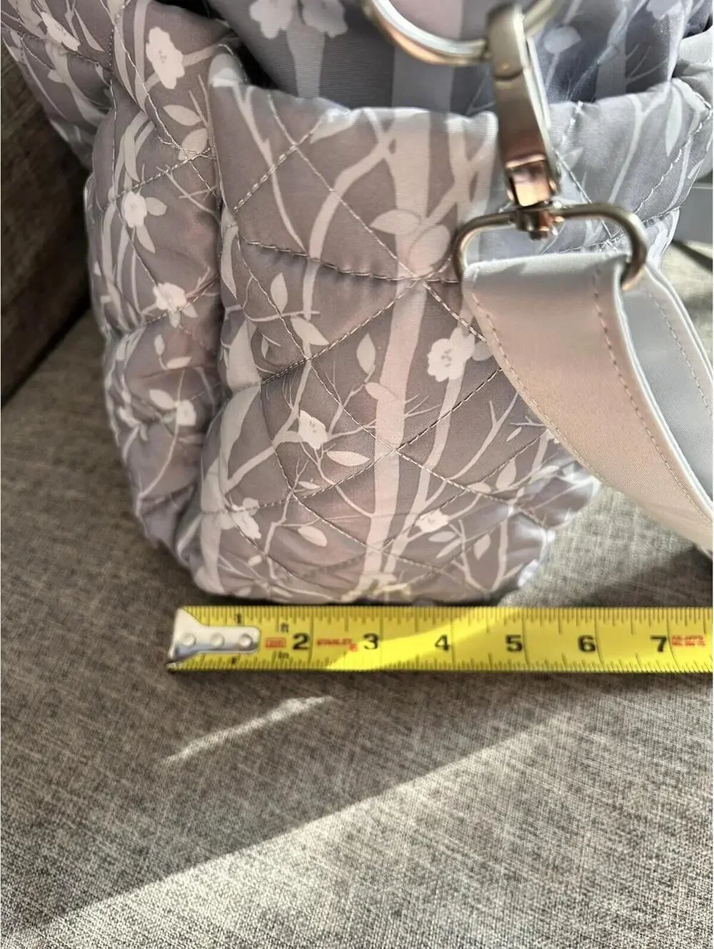 Laura Ashley Baby Gray Floral Diaper Bag Tote Changing Pad Pockets